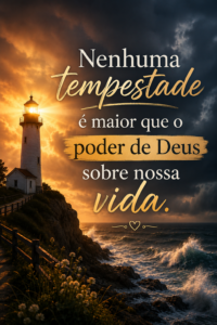 "Nenhuma tempestade é maior que o poder de Deus sobre nossa vida."