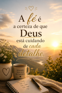 "A fé é a certeza de que Deus está cuidando de cada detalhe."