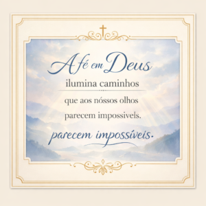 "A fé em Deus ilumina caminhos que aos nossos olhos parecem impossíveis."