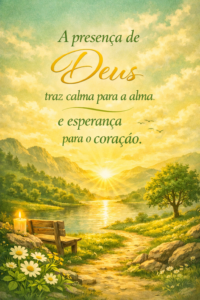 A presença de Deus traz calma para a alma e esperança para o coração.”