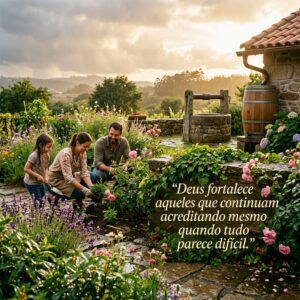 "Deus fortalece aqueles que continuam acreditando mesmo quando tudo parece difícil."
