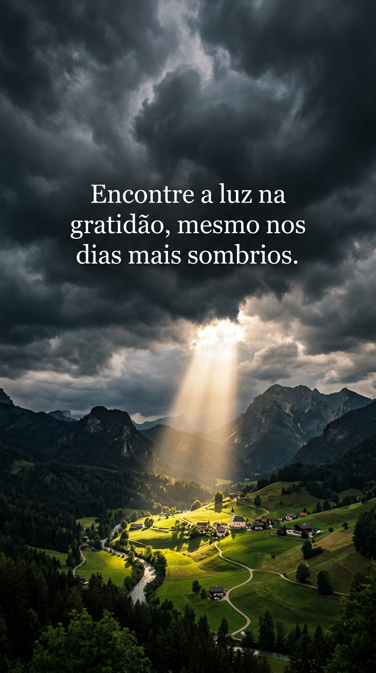 Luz na gratidão, dias sombrios, esperança, superação, resiliência, positividade, força interior