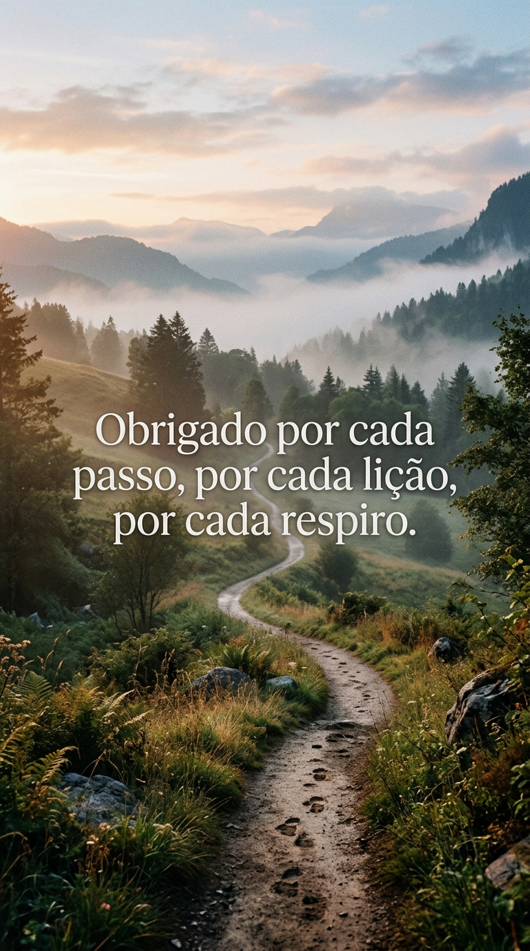 Obrigado, cada passo, cada lição, cada respiro, gratidão pela jornada, crescimento pessoal, vida