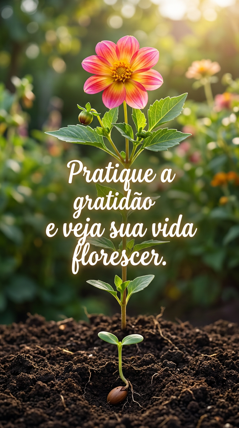 Praticar gratidão, vida florescer, crescimento pessoal, transformação, desenvolvimento, flores, natureza, esperança.