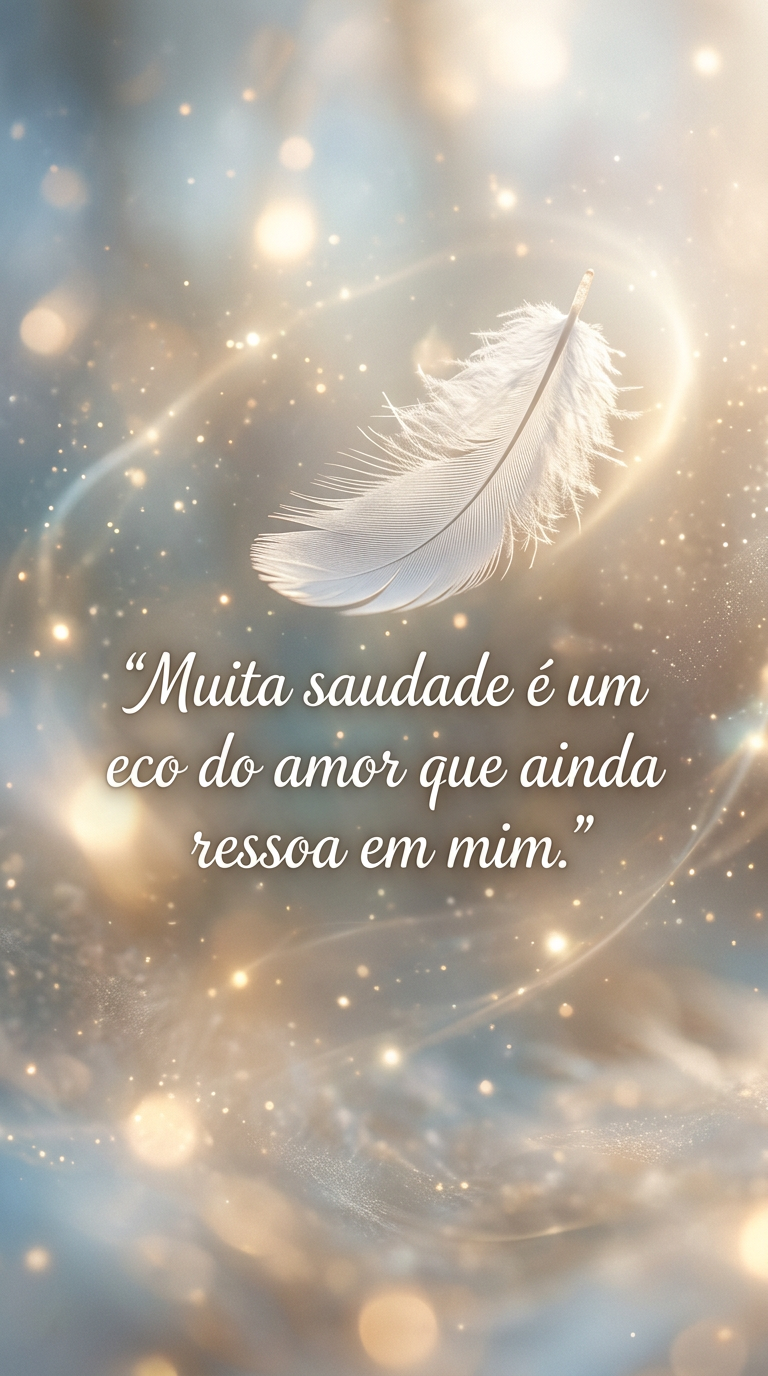 Muita saudade, frase de saudades sobre o eco do amor, reflexão profunda sobre sentimentos persistentes.
