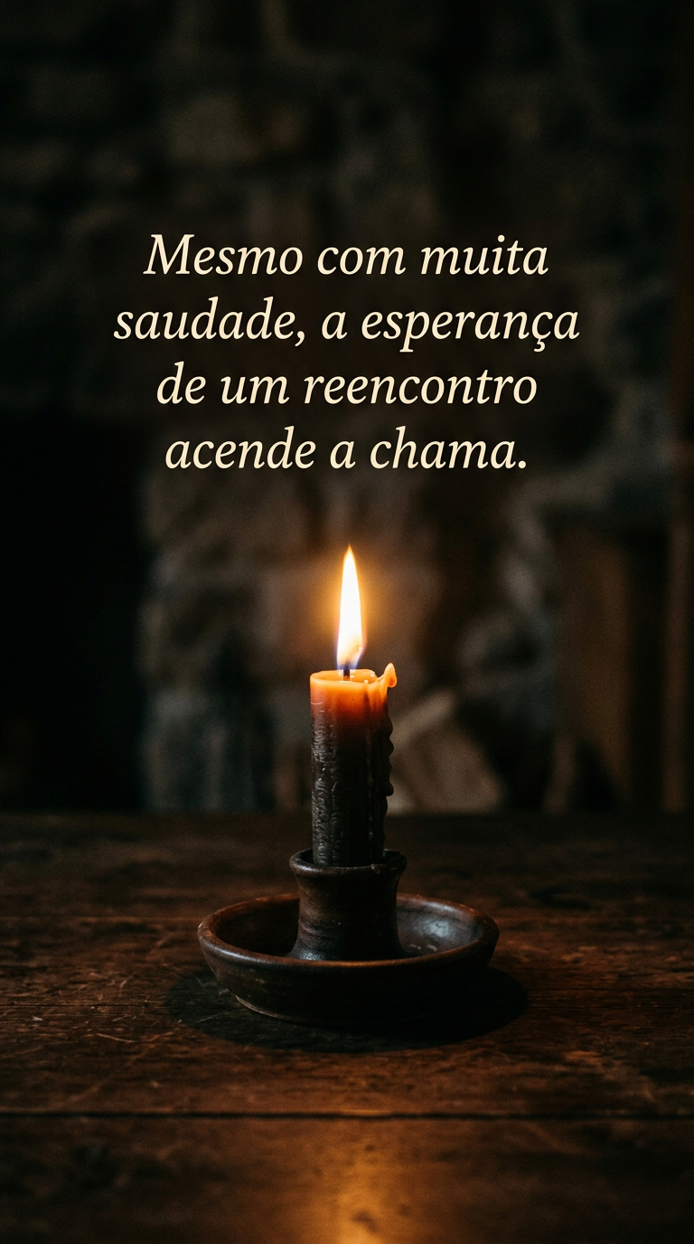 Muita saudade e esperança, frase de saudades sobre reencontro, reflexão sobre a chama da fé e do amor.