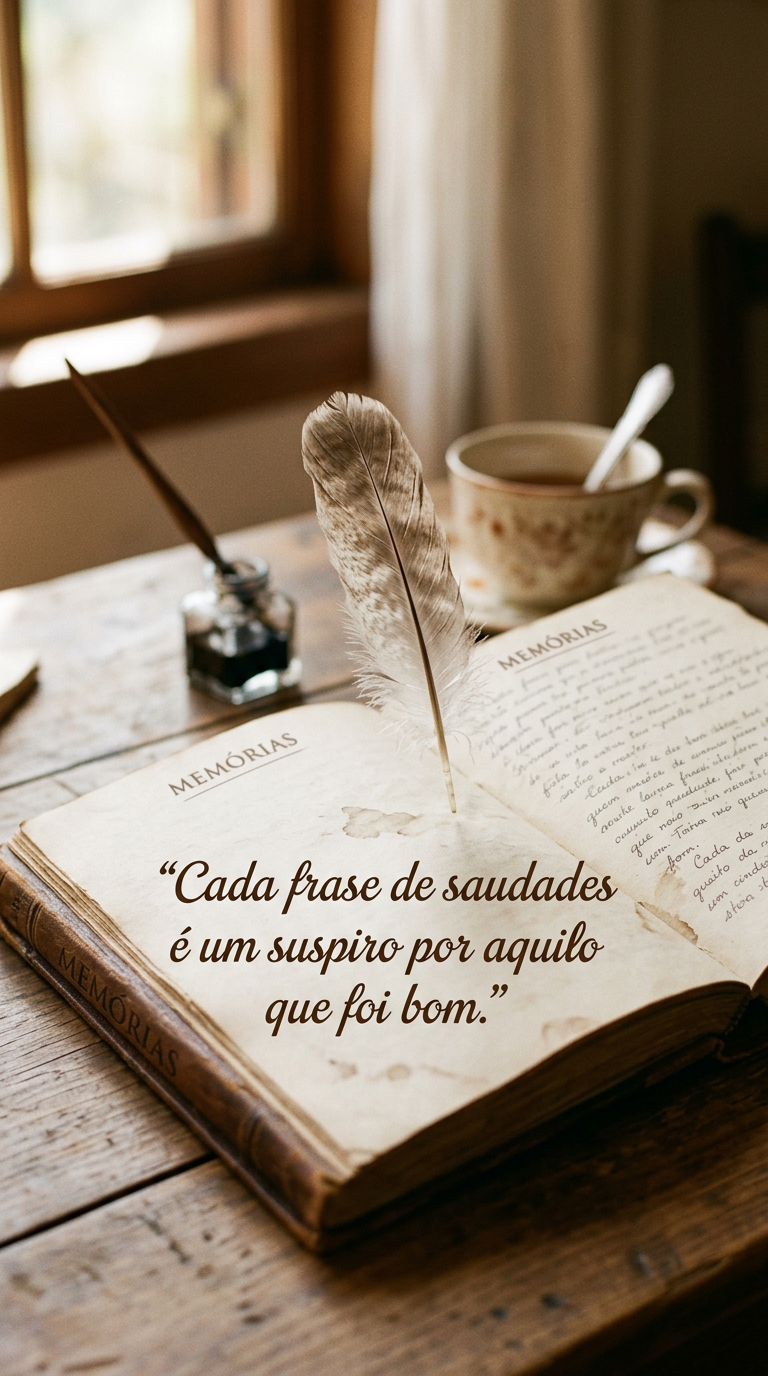 Frase de saudades, suspiro por momentos bons, reflexão sobre o que valeu a pena, imagem de frases que saudade.