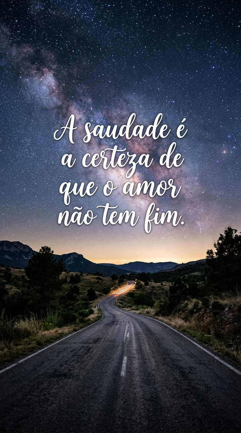 Frase de saudades e amor eterno, reflexão sobre o amor que não tem fim, imagem de muita saudade.