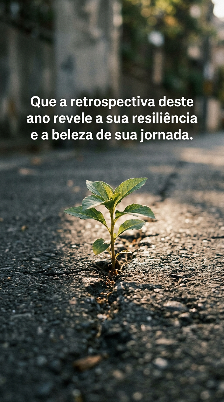 Pequena planta brotando do asfalto, ilustrando a resiliência e a beleza da jornada pessoal ao fim do ano.