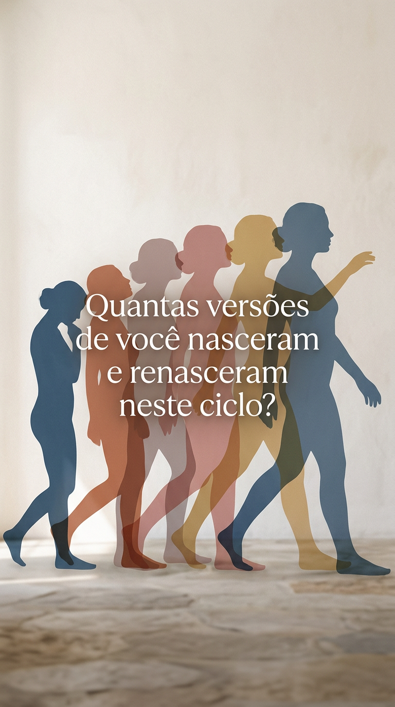 Silhuetas abstratas e sobrepostas de uma pessoa, simbolizando as múltiplas versões e renascimentos do eu durante o ano.