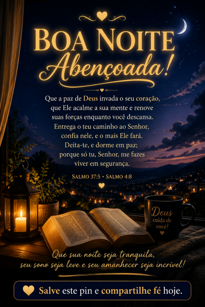 Boa noite abençoada com mensagem de Deus, oração e fé para dormir em paz